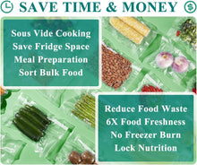 Load image into Gallery viewer, POWOT Vacuum Sealer Machine, 6-in-1 Compact Food Sealer Automatic Air Sealing System For Food Storage With Cutter and 11" x 9.8' Black Roll