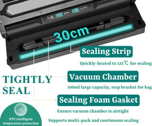 Load image into Gallery viewer, POWOT Vacuum Sealer Machine, 6-in-1 Compact Food Sealer Automatic Air Sealing System For Food Storage With Cutter and 11&quot; x 9.8&#39; Black Roll
